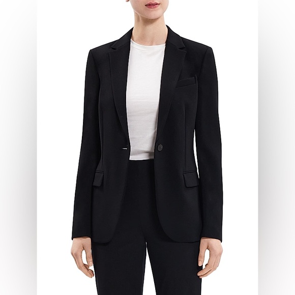 Theory Classic Staple Wool Crepe one button blazer 10 old money quiet luxury - Picture 1 of 11